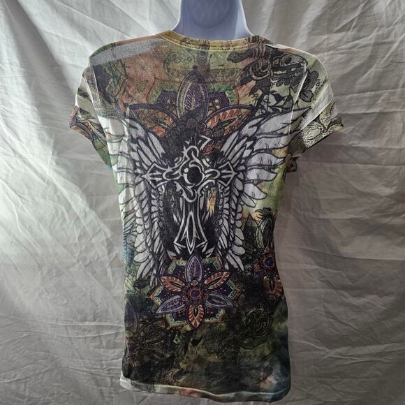Vintage y2k cyber grunge emo goth cross form fit tee - Picture 3 of 5